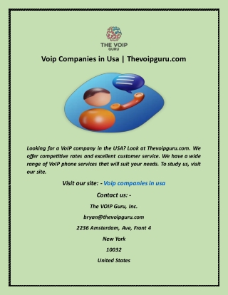 Voip Companies in Usa Thevoipguru com