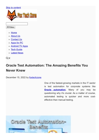 Oracle Test Automation The Amazing Benefits You Never Knew