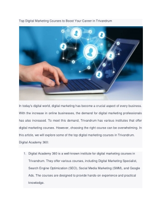 Top Digital Marketing Courses to Boost Your Career in Trivandrum
