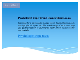 Psychologist Cape Town  Daynewilliams.co.za