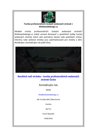 Tvorba profesionálních českých webových stránek  Webiewebdesign.cz
