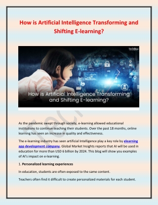 How is Artificial Intelligence Transforming and Shifting E-learning