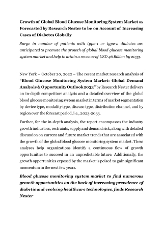 Blood Glucose Monitoring System Market