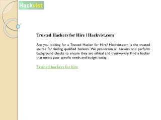 Trusted Hackers for Hire  Hackvist.com