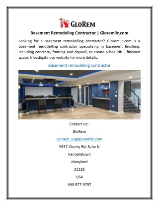 Basement Remodeling Contractor | Gloremllc.com