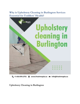 Why is Upholstery Cleaning in Burlington Services Essential for Toddlers Health