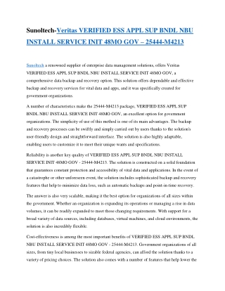 Sunoltech-Veritas VERIFIED ESS APPL SUP BNDL NBU INSTALL SERVICE INIT 48MO GOV –