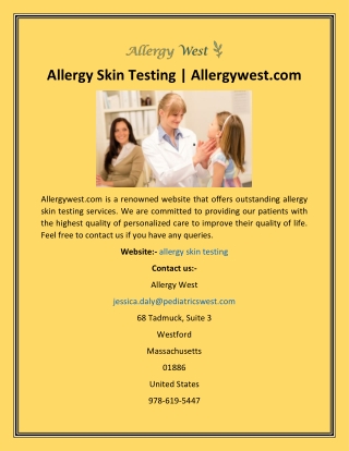 Allergy Skin Testing  Allergywest