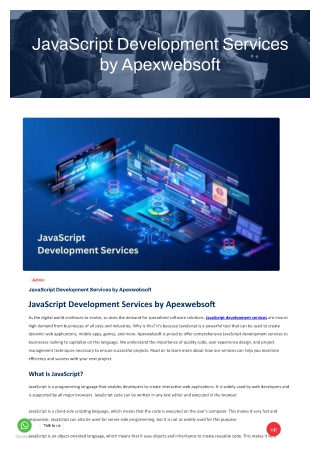 JavaScript Development Services by Apexwebsof