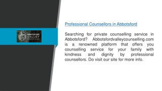 Professional Counsellors in Abbotsford  Abbotsfordvalleycounselling.com
