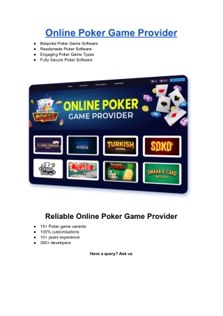 Online Poker Game Provider