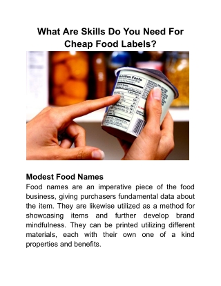 What Are Skills Do You Need For Cheap Food Labels