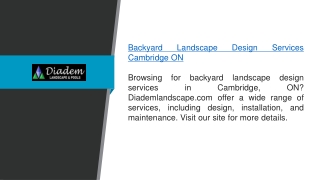 Backyard Landscape Design Services Cambridge ON Diademlandscape.com