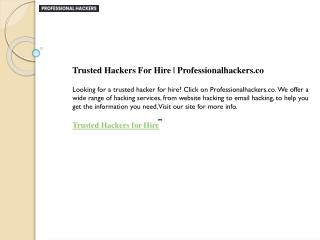 Trusted Hackers For Hire  Professionalhackers.co