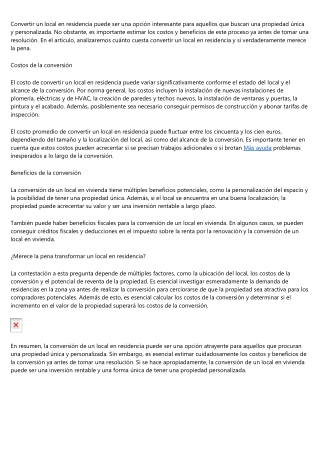 ¿Es rentable convertir un local en vivienda?