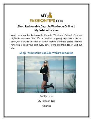 Shop Fashionable Capsule Wardrobe Online | Myfashiontips.com