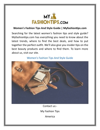 Women's Fashion Tips And Style Guide | Myfashiontips.com