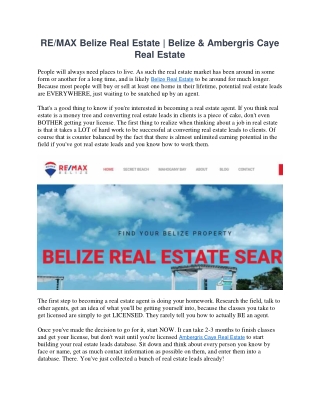 Remax Belize Real Estate