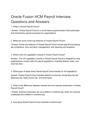 Oracle Fusion HCM Payroll Interview Questions and Answers