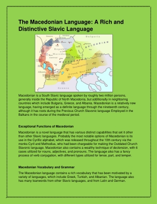 The Macedonian Language A Rich and Distinctive Slavic Language