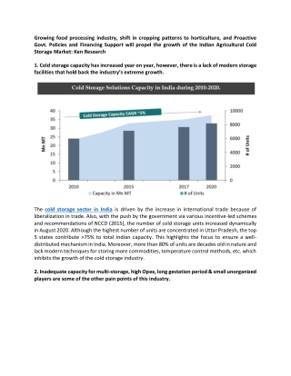 India Agricultural Cold Storage Industry outlook 2025