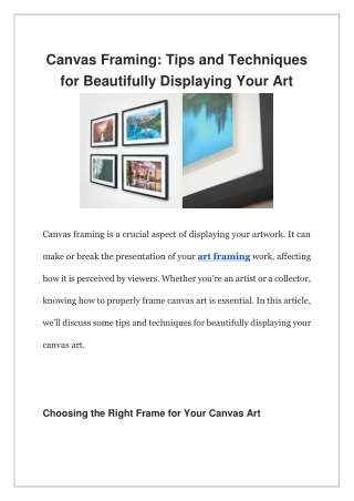 Canvas Framing Tips and Techniques for Beautifully Displaying Your Art