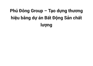 Phú Đông Group - Tạo dựng thương hiệu bằng dự án chất lượng