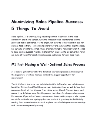 Maximizing Sales Pipeline Success_ 5 Things To Avoid