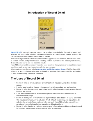 Neorof 20 ml Propofol Injection