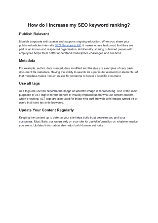 How do I increase my SEO keyword ranking