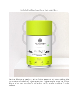 Nutriherbs Shilajit Extract Support Overall Health and Well-being