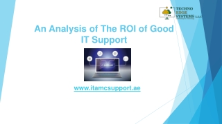 An Analysis of The ROI of Good IT Support