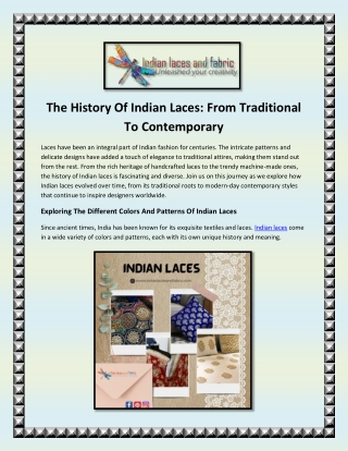 The History Of Indian Laces: From Traditional To Contemporary