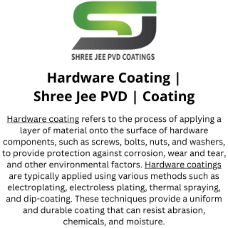 Hardware Coating  Shree Jee PVD  Coating