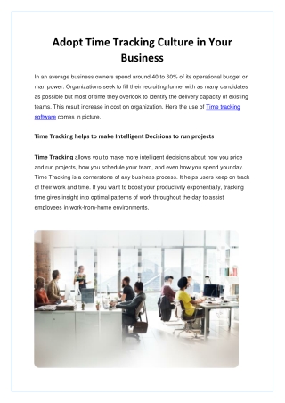 Adopt Time Tracking Culture In Your Business