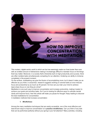 How to Improve Concentration with Meditation