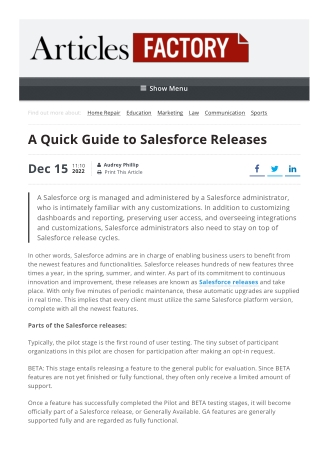 A Quick Guide to Salesforce Releases