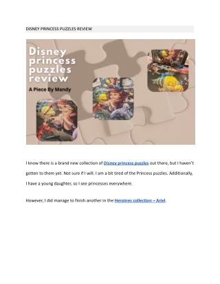 DISNEY PRINCESS PUZZLES REVIEW