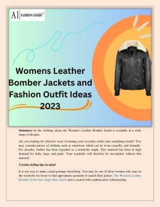 Womens Leather Bomber Jackets and Fashion Outfit Ideas 2023