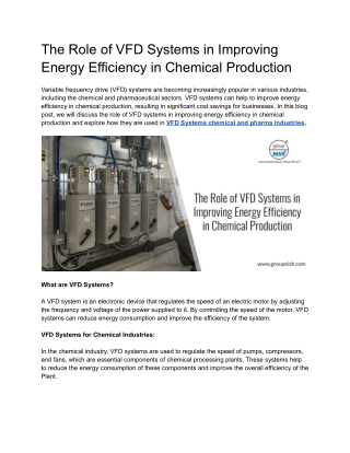 The Role of VFD Systems in Improving Energy Efficiency in Chemical Production