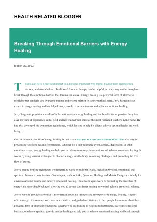 Breaking Through Emotional Barriers with Energy Healing