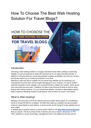 How to choose the best web hosting solution for travel blogs