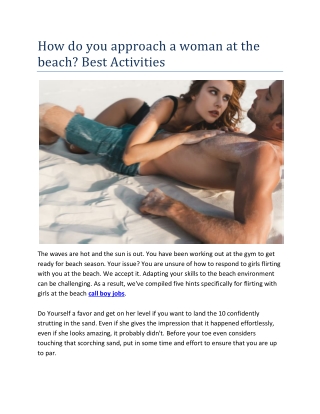 How do you approach a woman at the beach Best Activities