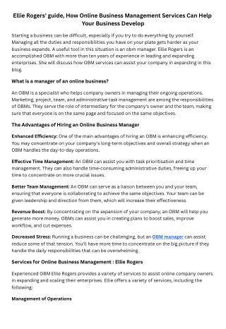 Ellie Rogers' guide, How Online Business Management Services Can Help Your Business Develop