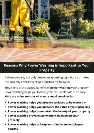 Reasons Why Power Washing is Important to Your Property