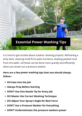 Essential Power Washing Tips