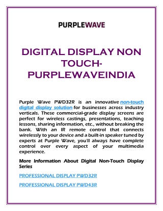 DIGITAL DISPLAY NON TOUCH- PURPLEWAVEINDIA