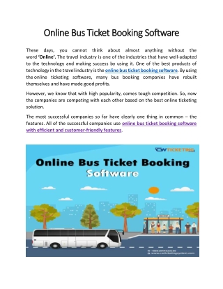 Online Bus Ticket Booking Software