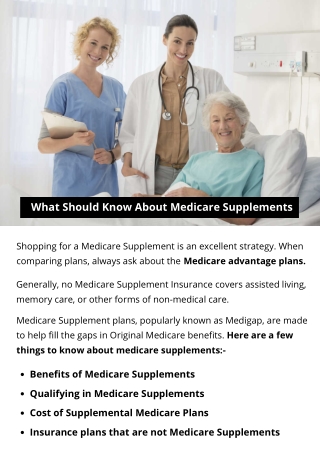 What Should Know About Medicare Supplements