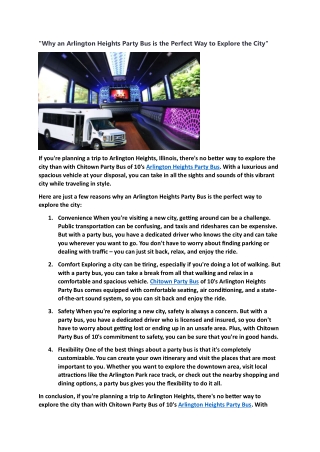 "Why an Arlington Heights Party Bus is the Perfect Way to Explore the City"